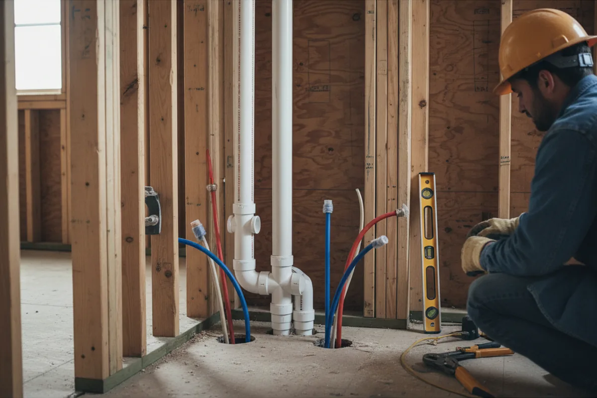 Drain and supply rough-in during Sump Pump Repair in Wheatland